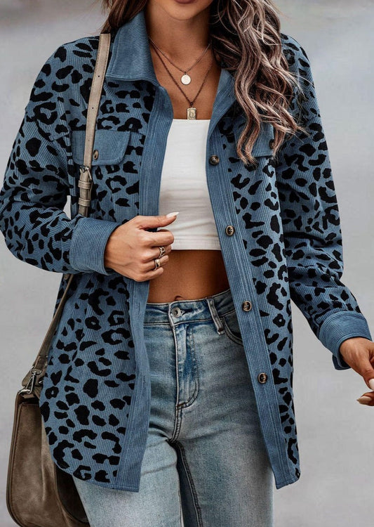 Full Size Leopard Buttoned Jacket